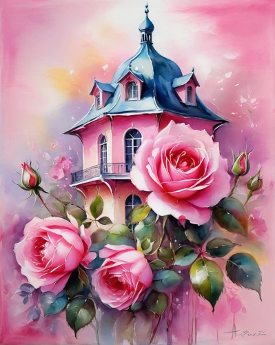 pink roses,landscape rose,pink rose,rose pink colors,romantic rose,watercolor roses and basket,esperance roses,veules-les-roses,flower painting,pink peony,splendor of flowers,watercolor roses,peony pink,camellias,blooming roses,noble roses,rosebushes,disney rose,vosges-rose,wild roses,Illustration,Paper based,Paper Based 11