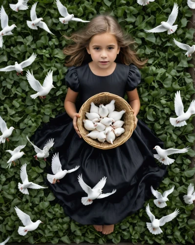 doves of peace,dove of peace,doves and pigeons,peace dove,pigeons and doves,child feeding pigeons,white butterflies,doves,little girl in wind,star magnolia,white dove,little angels,little girl fairy,flower girl basket,child fairy,girl in flowers,conceptual photography,feeding the birds,white pigeons,feeding birds,Photography,General,Natural