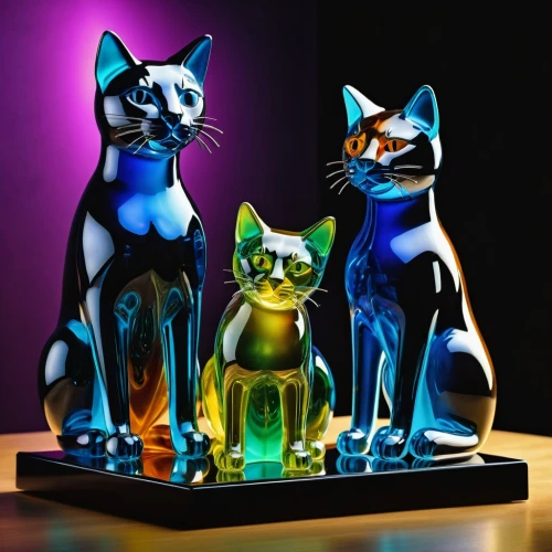 figurines,glass painting,glass items,glasswares,3d figure,plastic arts,glass yard ornament,cat family,glass decorations,anthropomorphized animals,play figures,felines,cinema 4d,animal figure,3d model,plug-in figures,perfume bottles,colorful glass,scuplture,allies sculpture