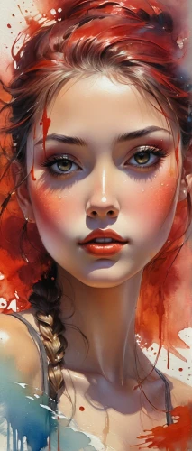 world digital painting,painting technique,digital painting,art painting,meticulous painting,glass painting,mystical portrait of a girl,illustrator,digital art,photo painting,painting work,fantasy art,sci fiction illustration,woman face,fantasy portrait,watercolor women accessory,fashion illustration,hand digital painting,transistor,girl on the river,Illustration,Realistic Fantasy,Realistic Fantasy 01