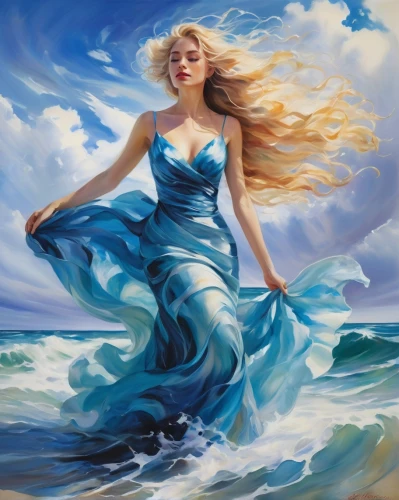 the wind from the sea,the sea maid,wind wave,sea breeze,mermaid background,ocean waves,sea landscape,ocean background,sea fantasy,sea water splash,at sea,celtic woman,water nymph,blue waters,the blonde in the river,sea,ocean blue,girl on the boat,blue enchantress,merfolk,Illustration,Paper based,Paper Based 11