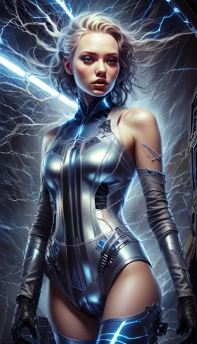 electro,electrified,cybernetics,lightning,biomechanical,lightning bolt,electrictiy,electric,power cell,harnessed,electric power,sci fiction illustration,fantasy woman,electricity,electrical energy,electric charge,goddess of justice,thunderbolt,voltage,electrics