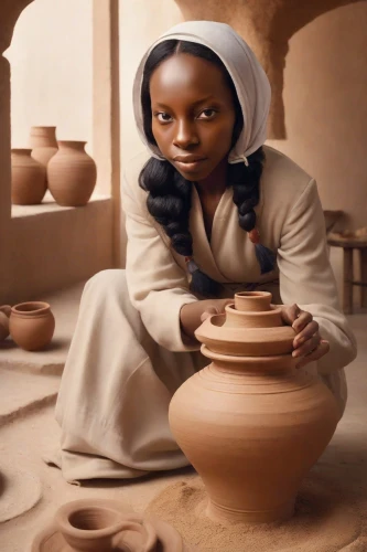 pottery,lalibela,girl in a historic way,woman at the well,afar tribe,clay pot,tassili n'ajjer,african woman,clay animation,basket maker,cooking pot,earthenware,clay figures,mortar and pestle,nigeria woman,ethiopian girl,clay jugs,ceramics,praying woman,two-handled clay pot,Photography,Cinematic