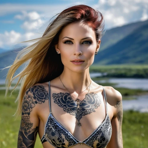tattoo girl,celtic queen,with tattoo,female warrior,tattoos,tattooed,bodypaint,maori,warrior woman,elven,tattoo expo,viking ship,nordic,germanic tribes,celtic woman,viking,faerie,fae,scottish,lotus tattoo,Photography,General,Realistic