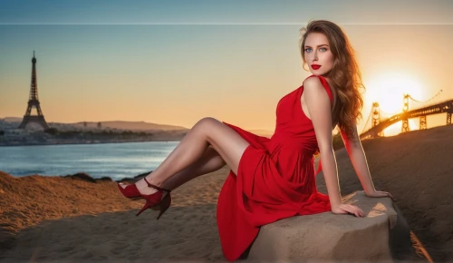 girl in red dress,man in red dress,lady in red,red dress,passion photography,girl in a long dress,image manipulation,photographic background,in red dress,french digital background,red shoes,portrait photography,red summer,red gown,fusion photography,red sand,beach background,red background,valentine day's pin up,pin-up model,Photography,General,Realistic