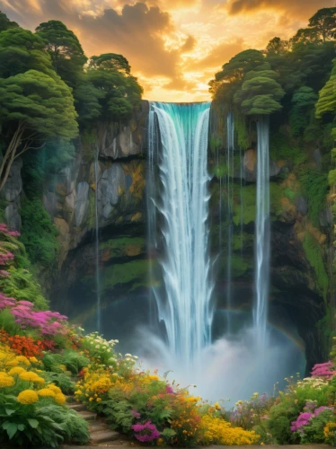 fantasy landscape,waterfalls,water fall,waterfall,wasserfall,fantasy picture,water falls,landscape background,green waterfall,brown waterfall,cartoon video game background,splendor of flowers,beautiful landscape,falls of the cliff,nature landscape,world digital painting,full hd wallpaper,a small waterfall,bridal veil fall,flower water,Photography,General,Fantasy