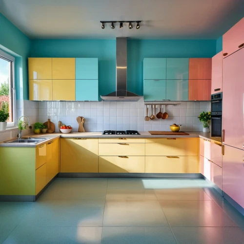 tile kitchen,kitchen design,kitchen interior,vintage kitchen,modern kitchen interior,modern kitchen,kitchen counter,kitchenette,kitchen,mid century modern,color combinations,ceramic floor tile,big kitchen,kitchen cabinet,rainbow color palette,ceramic tile,kitchen block,countertop,mid century house,search interior solutions,Photography,General,Realistic