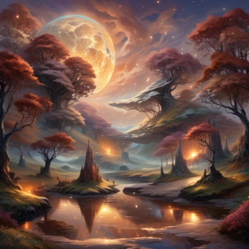 fantasy landscape,fantasy picture,mushroom landscape,fantasy art,landscape background,forest landscape,autumn landscape,druid grove,lunar landscape,nature landscape,volcanic landscape,3d fantasy,an island far away landscape,fairy world,high landscape,futuristic landscape,elven forest,landscapes,forest of dreams,fantasy world