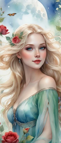 fairy tale character,white rose snow queen,rosa 'the fairy,the snow queen,mermaid background,faery,fairy queen,fantasy art,faerie,fairytale characters,rosa ' the fairy,children's fairy tale,eglantine,jessamine,fantasy portrait,flower fairy,rose flower illustration,elsa,blue moon rose,fantasy picture,Illustration,Realistic Fantasy,Realistic Fantasy 01