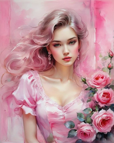 pink roses,pink rose,wild roses,rose pink colors,peony pink,wild rose,scent of roses,romantic rose,tea rose,peach rose,pink peony,eglantine,pink beauty,pink lady,femininity,rose blossom,oil painting on canvas,landscape rose,rosa,romantic portrait,Illustration,Paper based,Paper Based 11