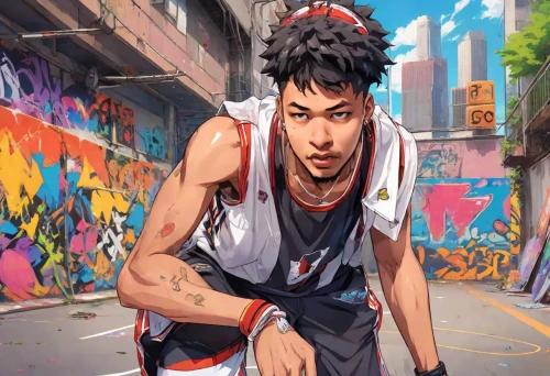 streetball,basketball player,street sports,world digital painting,digital painting,basketball,hand digital painting,runner,sanshou,game illustration,street football,graffiti art,hiphop,skater,graffiti,city ​​portrait,vector illustration,play street,hip-hop,vector art,Digital Art,Anime