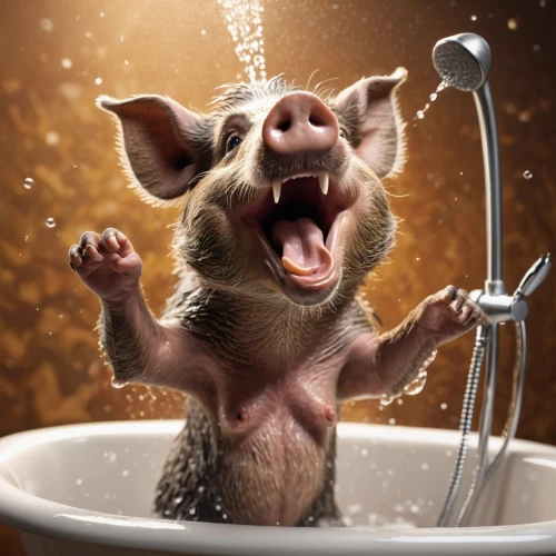 teacup pigs,domestic pig,pot-bellied pig,milk bath,water bath,suckling pig,pig,piglet,wild boar,swine,hot water,bath with milk,taking a bath,mini pig,shower,bathtub spout,spark of shower,porker,to bathe,warthog,Photography,General,Cinematic