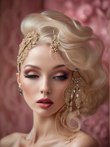 bridal accessory,doll's facial features,realdoll,fashion dolls,fashion doll,bridal jewelry,vintage doll,gold filigree,dollhouse accessory,designer dolls,vintage makeup,gold foil crown,female doll,barbie doll,porcelain dolls,fairy queen,princess' earring,porcelain doll,princess crown,romantic portrait,Photography,General,Cinematic