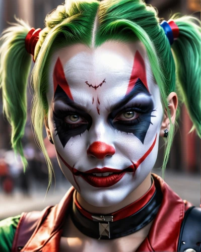 harley quinn,harley,joker,scary clown,horror clown,face paint,creepy clown,clown,face painting,evil woman,supervillain,rodeo clown,angry,edit icon,bodypainting,comic characters,comic character,full hd wallpaper,circus,body painting