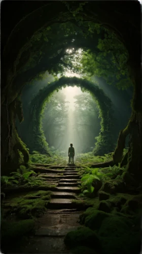 the mystical path,fantasy picture,the path,hollow way,heaven gate,forest path,pathway,path,patrol,aaa,green forest,cartoon video game background,road of the impossible,threshold,photomanipulation,the luv path,tunnel of plants,fantasy art,fantasy landscape,aa