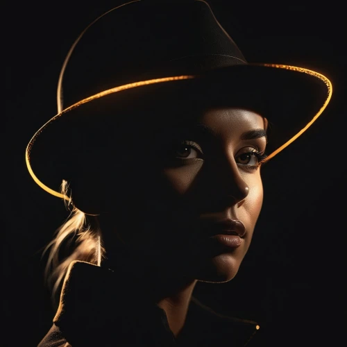 leather hat,the hat-female,brown hat,the hat of the woman,yellow sun hat,policewoman,woman's hat,cowboy hat,hat,black hat,sheriff,dark portrait,sombrero,women's hat,pointed hat,woman fire fighter,girl wearing hat,police hat,portrait photography,womans hat,Photography,Artistic Photography,Artistic Photography 15