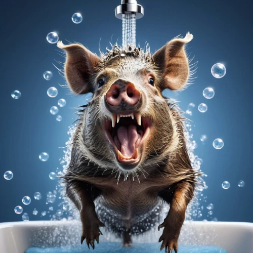 domestic pig,shower head,teacup pigs,wild boar,pig,bay of pigs,shower,inner pig dog,water tap,water bath,hygiene,boar,pig dog,pot-bellied pig,brush ear pig,nutria,suckling pig,bathtub spout,spark of shower,bath toy,Photography,General,Realistic