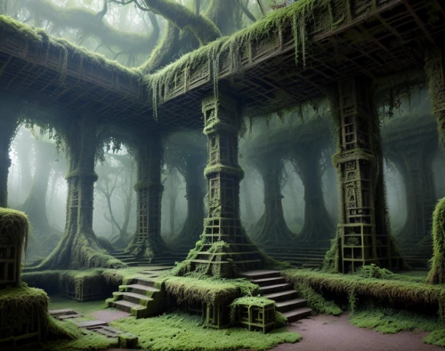 abandoned place,fractal environment,ancient city,hall of the fallen,ghost castle,abandoned places,ancient house,sunken church,lost place,3d fantasy,witch's house,dungeon,lostplace,mushroom landscape,ancient buildings,myst,abandoned,ruins,pillars,elven forest