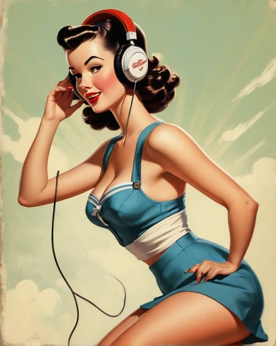 retro pin up girl,retro pin up girls,retro music,retro women,listening to music,pin-up girl,retro woman,retro 1950's clip art,retro girl,pin up girl,pin ups,fifties records,pinup girl,pin-up,pin up,telephone operator,50's style,stereophonic sound,pin-up girls,audiophile,Illustration,Retro,Retro 10