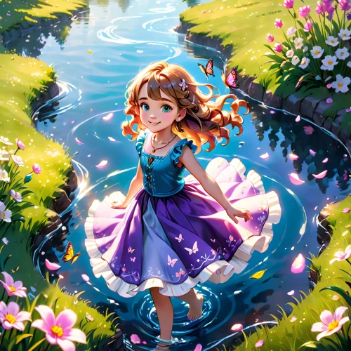 wishing well,fairy world,water nymph,princess anna,wonderland,little girl fairy,water forget me not,rosa 'the fairy,lilly pond,springtime background,garden fairy,flower water,rosa ' the fairy,water rose,lily pond,spring background,fairy tale character,fae,child fairy,flower fairy,Anime,Anime,Cartoon
