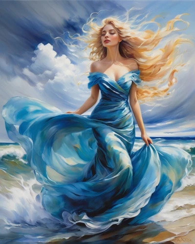 the wind from the sea,wind wave,the sea maid,celtic woman,sea breeze,ocean waves,mermaid background,little girl in wind,ocean background,sea landscape,wind machine,fantasy art,art painting,gracefulness,blue enchantress,oil painting on canvas,winds,sea storm,sea fantasy,wind,Illustration,Paper based,Paper Based 11