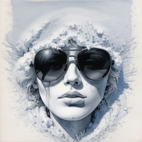 snow drawing,aviator sunglass,the snow queen,aviator,sunglass,ski glasses,sunglasses,white fur hat,ice queen,white rose snow queen,ray-ban,snowdrift,deep snow,eternal snow,ice princess,winterblueher,suit of the snow maiden,white lady,fashion illustration,shades,Conceptual Art,Fantasy,Fantasy 10