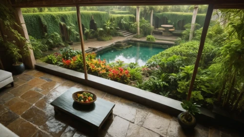 landscape designers sydney,landscape design sydney,luxury bathroom,garden design sydney,bamboo curtain,bamboo plants,ubud,garden pond,exotic plants,tropical jungle,zen garden,koi pond,japanese-style room,green waterfall,tropical house,fish pond,pool house,water feature,day spa,dug-out pool