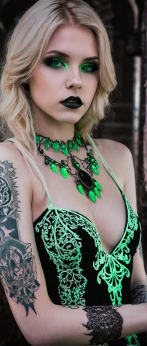 tattoo girl,celtic queen,green skin,gothic fashion,gothic woman,neon body painting,goth woman,green mermaid scale,tattoo expo,catrina calavera,bodypaint,catrina,jade,anahata,body painting,sorceress,gothic style,irish,bodypainting,green,Illustration,Realistic Fantasy,Realistic Fantasy 46
