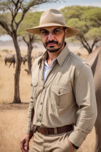 safari,park ranger,safaris,serengeti,tsavo,oxpecker,wildlife biologist,zookeeper,sheriff,lion's coach,male camel,desert background,desert safari,biologist,amarula,elephantine,desert safari dubai,dromedaries,elephant camp,with safari antenna,Photography,Realistic