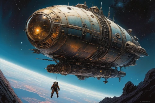 sci fiction illustration,science fiction,space capsule,valerian,sci fi,airship,heliosphere,spacecraft,airships,asteroid,gas planet,space art,scifi,sci-fi,sci - fi,space ship,space craft,capsule,space voyage,science-fiction,Illustration,Realistic Fantasy,Realistic Fantasy 06