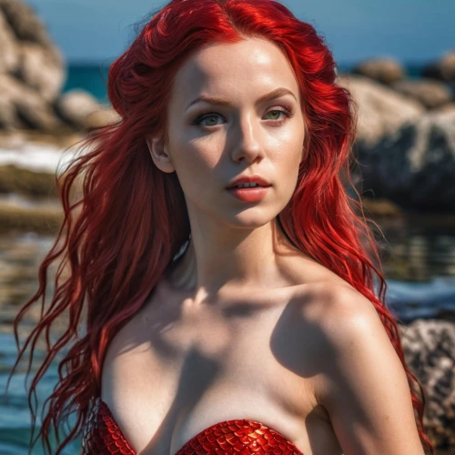 little mermaid,ariel,mermaid,siren,red hair,red head,red skin,redhair,mermaid background,red gown,red-haired,poppy red,red,the sea maid,water nymph,coral,fiery,poison ivy,mermaid tail,believe in mermaids,Photography,General,Realistic
