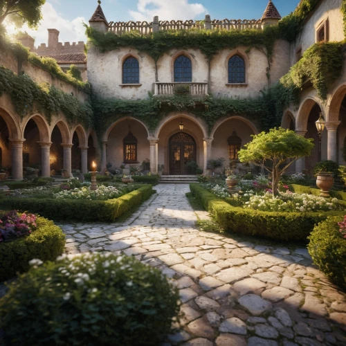 beautiful home,fairytale castle,fairy tale castle,hacienda,mansion,courtyard,chateau,alhambra,medieval architecture,monastery garden,alcazar,luxury home,medieval,luxury property,knight house,europe palace,garden elevation,medieval castle,persian architecture,the threshold of the house,Photography,General,Commercial