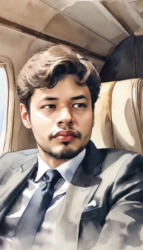 ceo,photo painting,businessman,business jet,suit actor,caricature,business man,oil painting on canvas,image editing,film actor,elvan,composite,corporate jet,filtered image,pato,gaddi kutta,white-collar worker,pakistani boy,picture design,world digital painting,Digital Art,Watercolor