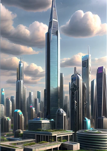 futuristic architecture,futuristic landscape,dubai,tallest hotel dubai,burj,skyscraper,burj kalifa,uae,the skyscraper,burj khalifa,skyscrapers,skyscraper town,doha,tall buildings,jumeirah,bahrain,united arab emirates,skycraper,dubai marina,world digital painting