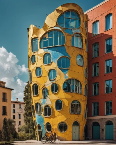 hotel w barcelona,building honeycomb,cubic house,casa fuster hotel,apartment building,honeycomb structure,gaudí,mixed-use,hotel barcelona city and coast,futuristic architecture,french building,cube house,apartment block,an apartment,jewelry（architecture）,glass building,eco hotel,barcelona,insect house,cuborubik