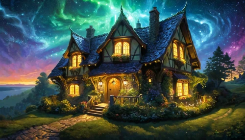 witch's house,fantasy picture,witch house,house in the forest,aurora village,lonely house,the threshold of the house,the haunted house,fantasy landscape,fairy tale castle,ancient house,little house,house silhouette,fantasy art,beautiful home,ghost castle,victorian house,dandelion hall,crooked house,haunted house,Illustration,Realistic Fantasy,Realistic Fantasy 03