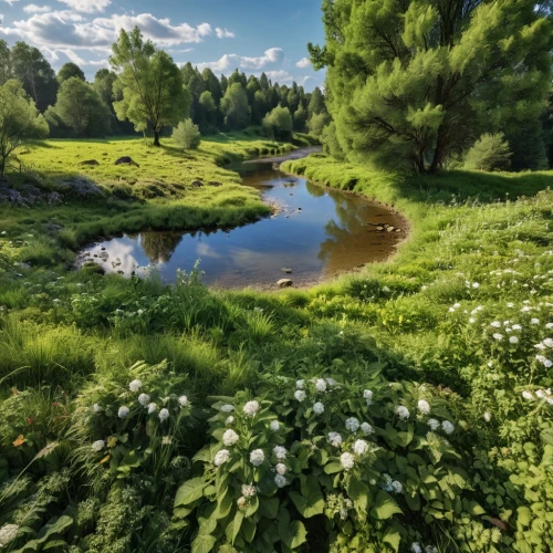 meadow landscape,green meadow,small meadow,summer meadow,green landscape,river landscape,brook landscape,salt meadow landscape,nature landscape,green meadows,mirror in the meadow,landscape nature,meadow and forest,background view nature,clover meadow,virtual landscape,flowering meadow,wild meadow,wetland,meadow,Photography,General,Realistic