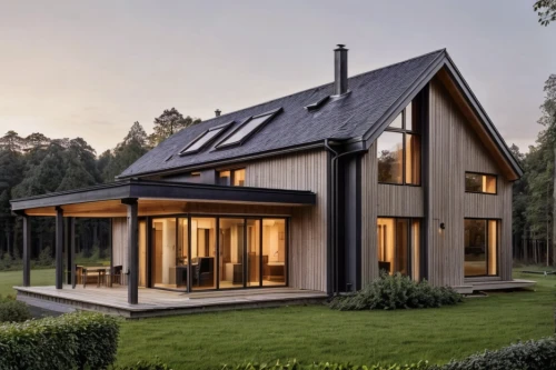 timber house,danish house,wooden house,eco-construction,scandinavian style,smart home,inverted cottage,folding roof,modern house,metal roof,house in the forest,modern architecture,wooden roof,cubic house,house shape,grass roof,frame house,smart house,wooden decking,log home