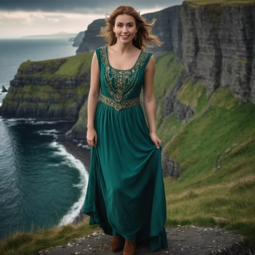 celtic woman,celtic queen,green dress,celtic harp,orla,orkney island,ireland,irish,donegal,girl in a long dress,fae,cliffs of moher,moher,isle of may,cliff of moher,a girl in a dress,enchanting,cliffs of moher munster,long dress,heather green,Photography,General,Fantasy