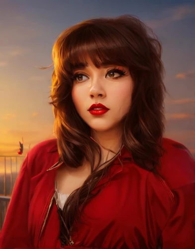 fantasy portrait,digital painting,world digital painting,romantic portrait,scarlet sail,girl on the boat,romantic look,digital art,fantasy picture,girl portrait,rosa ' amber cover,red coat,lady in red,portrait background,fantasy art,mystical portrait of a girl,red sail,red cape,hand digital painting,artist portrait,Common,Common,Cartoon