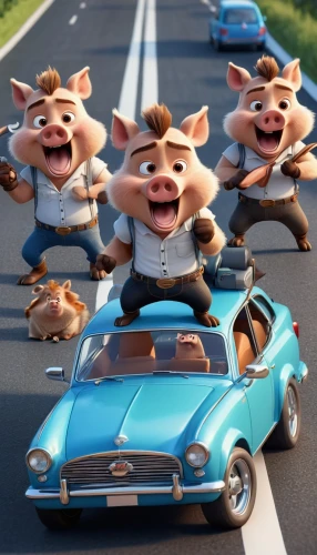 pigs,pig's trotters,hogs,bay of pigs,caper family,piglets,family car,carbossiterapia,suckling pig,barnyard,dormobile,kiastnuts,cartoon car,american stafford,pig roast,family outing,roll out,the cuban police,muscle car cartoon,porker,Unique,3D,3D Character