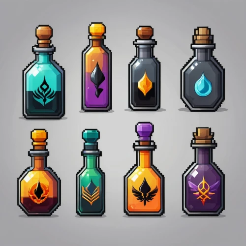 drink icons,flasks,potions,bottles,crown icons,gas bottles,vials,glass bottles,perfume bottles,poison bottle,leaf icons,glass items,set of icons,reagents,party icons,beer bottles,trinkets,fairy tale icons,apothecary,wine bottle range,Unique,Design,Logo Design