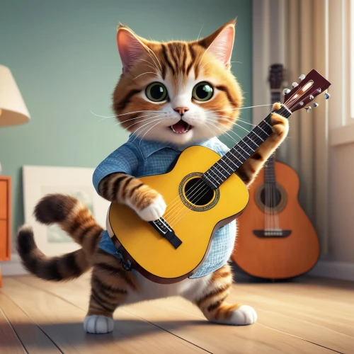 cartoon cat,playing the guitar,guitar,tom cat,cute cartoon character,ukulele,serenade,guitar player,classical guitar,acoustic guitar,red tabby,cat vector,banjo,cute cat,musician,jazz guitarist,cute cartoon image,guitarist,the cat and the,sock and buskin,Photography,General,Realistic