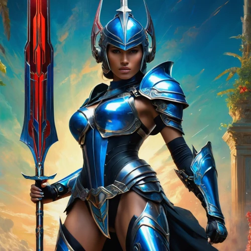 female warrior,warrior woman,fantasy warrior,swordswoman,blue enchantress,fantasy woman,dark elf,joan of arc,alien warrior,heroic fantasy,paladin,huntress,goddess of justice,symetra,sterntaler,knight armor,fantasy art,lady justice,nova,athena,Conceptual Art,Fantasy,Fantasy 05