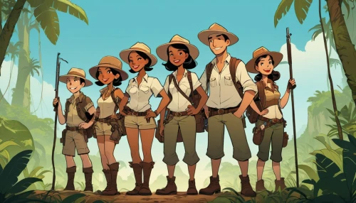 island group,island residents,scouts,arrowroot family,forest workers,boy scouts,monkey island,straw hats,begonia family,troop,travelers,pilgrims,sea scouts,pathfinders,balsam family,boy scouts of america,digital nomads,kids illustration,group of people,sun hats,Illustration,Children,Children 04