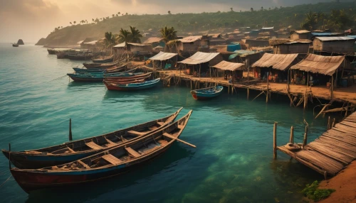 floating huts,fishing village,floating islands,wooden boats,stilt houses,trireme,viking ships,caravel,polynesia,vikings,imperial shores,docks,southeast asia,popeye village,pirate treasure,huts,nomad life,boats,java island,floating production storage and offloading,Photography,General,Fantasy