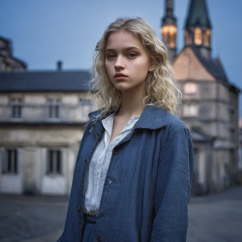 portrait of a girl,girl in a historic way,lily-rose melody depp,madeleine,blond girl,mystical portrait of a girl,denim jacket,jena,the girl at the station,new-ulm,jean jacket,city ​​portrait,eglantine,young woman,blonde girl,girl with bread-and-butter,alex andersee,paris,gerda,maria laach,Photography,Documentary Photography,Documentary Photography 21