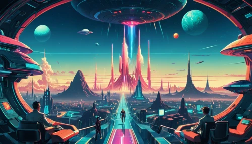 futuristic landscape,scifi,alien world,sci fiction illustration,alien planet,space port,sci-fi,sci - fi,sci fi,space art,fantasy city,space ships,gas planet,cg artwork,spaceship space,science fiction,game illustration,futuristic,space voyage,extraterrestrial life,Conceptual Art,Sci-Fi,Sci-Fi 29