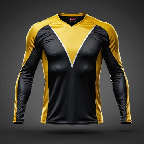 sports jersey,sports uniform,bicycle jersey,maillot,long-sleeve,sports gear,black yellow,martial arts uniform,long-sleeved t-shirt,bicycle clothing,cycle polo,dry suit,kryptarum-the bumble bee,high-visibility clothing,yellow and black,active shirt,gradient mesh,yellow jacket,sportswear,football gear,Photography,General,Realistic