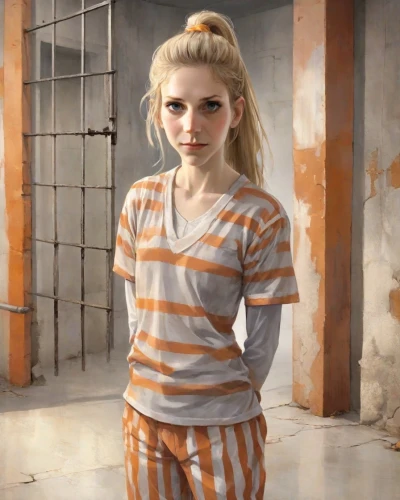 prisoner,eleven,prison,clementine,pajamas,olallieberry,pjs,detention,the girl in nightie,auschwitz 1,clove,harley quinn,the little girl,jumpsuit,blond girl,auschwitz,child girl,overalls,laurie 1,piper,Digital Art,Comic